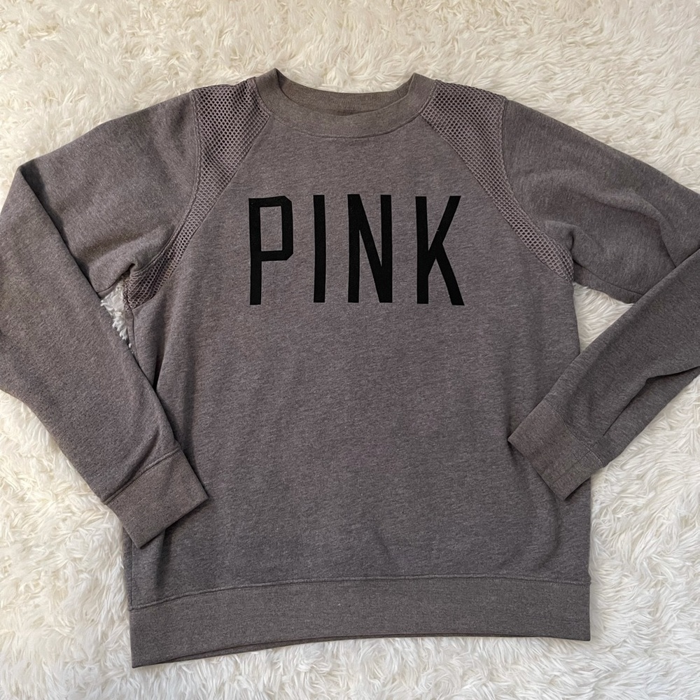 PINK Victoria Secret Pullover Sweatshirt Vasity Logo with netted detail